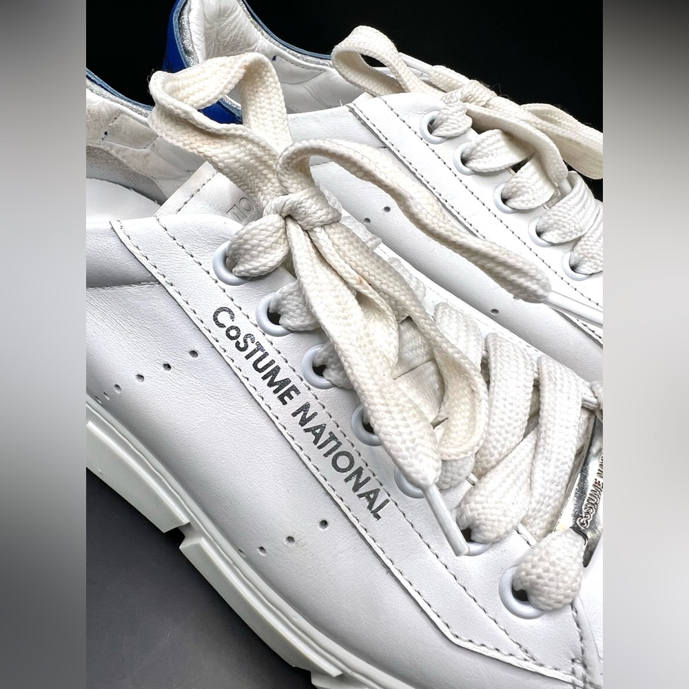 CNC CoSTUME National White Sneakers with Blue Heel Accent- Size:37-1/2 - Picture 2 of 10